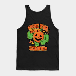 Halloween Pumpkin - Here for Your Candies Graphic for Kids Tank Top